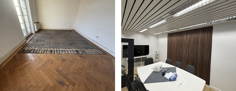 Parkettaufnahme in Duisburg, Malerarbeiten & Akustikpaneele in Neukirchen-Vluyn